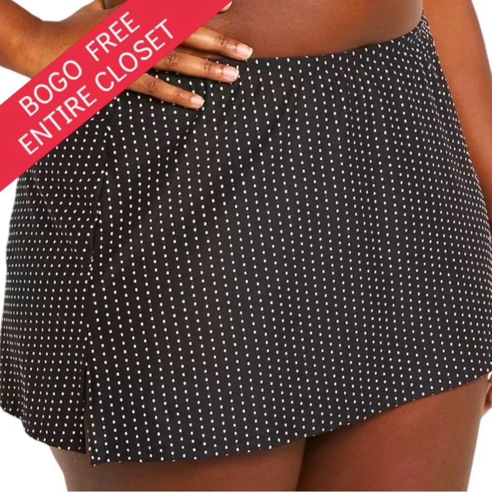 Cacique Swim Skirt Black & White Dots Size 18